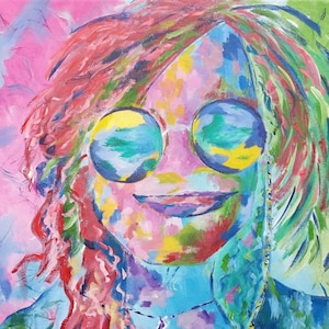 Janis Joplin - rock singer - painting on canvas