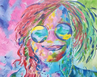 Janis Joplin - chanteuse de rock - peinture sur toile