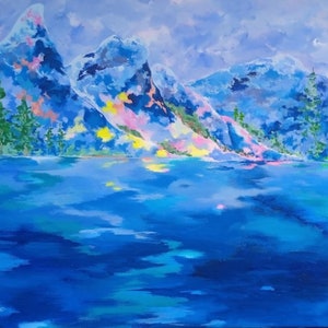To the top of the mountains - painting on canvas
