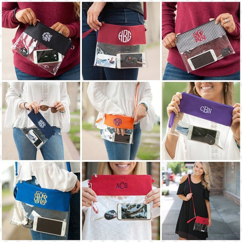 Embroidered Clear Bag Monogram Stadium Bags Clear Game Day Purse Approved