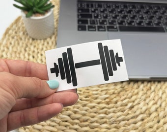 Barbell Vinyl Decal, Dumbbell Decal, Gym Decal, Barbell sticker Laptop decal, Barbell Car decal, Watter bottle decal
