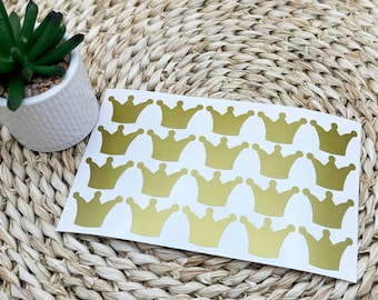 Set of 168 Crown decals, Crown stickers, Crown vinyl decal set, Crown sticker set, Crown decal bundle set, small gold Crown decals