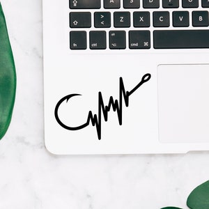 Fishing hook heart beat decal, fishing hook Sticker, Fisherman sticker, Fisherman decal, Macbook Laptop decal, Car decal, Wall Vinyl Sticker