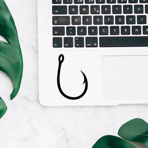 Fishing hook decal, fishing hook Sticker, Fisherman sticker, Fisherman decal, Macbook Laptop decal, Car decal, Window, Wall Vinyl Sticker