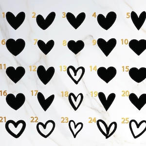 Set di 50 adesivi a forma di cuore, adesivi a forma di cuore, set di adesivi a forma di cuore, set di adesivi in vinile a forma di cuore, adesivi per decorazioni per feste, adesivi a forma di cuore