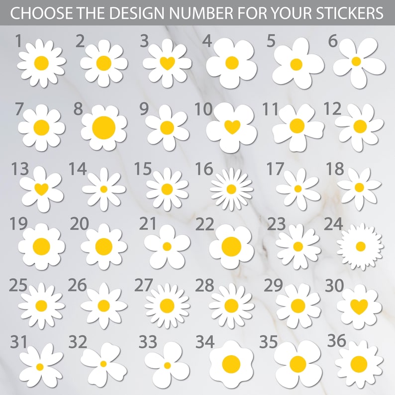 Daisy Flower Stickers | Flower Sticker | Flower Sticker Set | Daisy ...