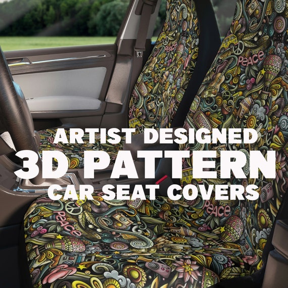 Hippie Car Seat Covers Custom Pattern Printed Car Accessories –
