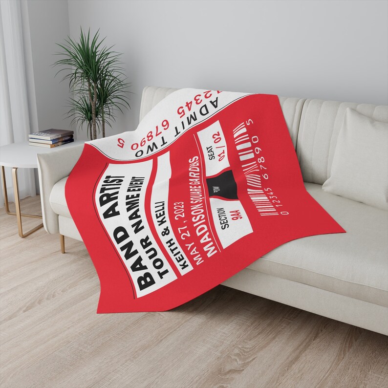 Customized Personalized Concert Ticket Music Gift Blanket Etsy