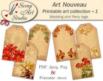 apothecary tags in art nouveau decor vintage labels etsy