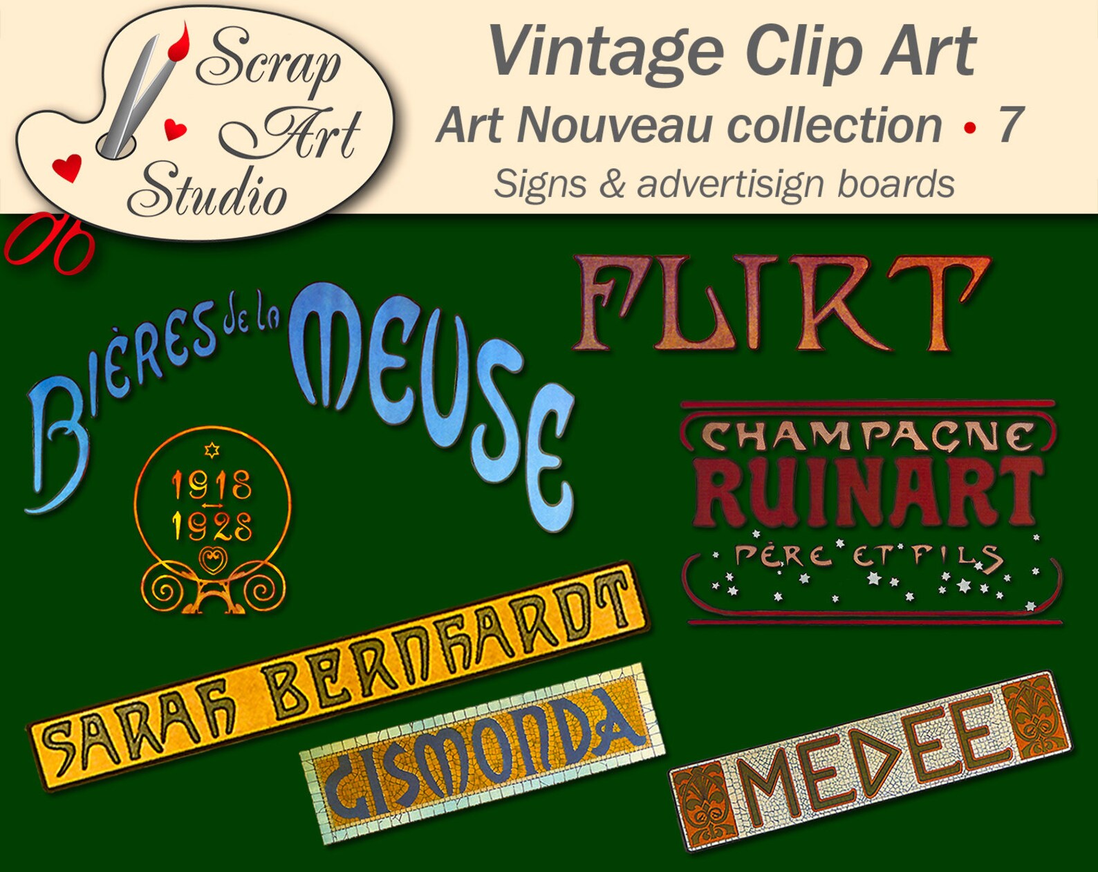 Antique Art Nouveau Signs Poster Png Clip Art Design Etsy Australia