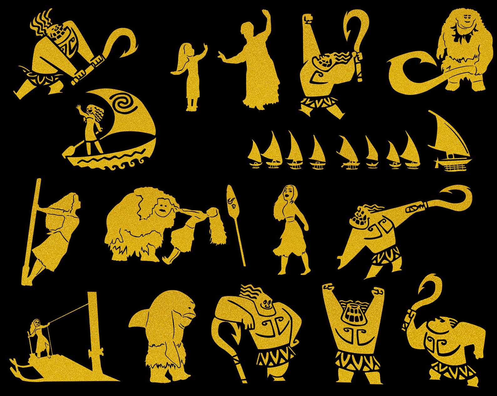 Cartoon picture of Moana Maui tattoo grandmother boat ship | Etsy