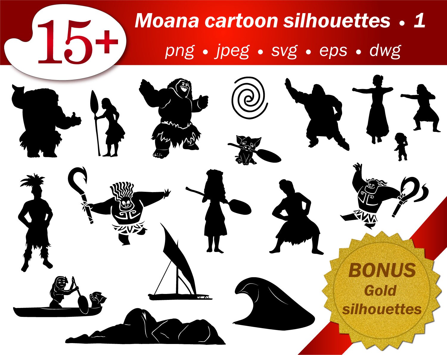 Moana Maui Svg Silhouette Disney Picture Stencil Png Tattoo Etsy