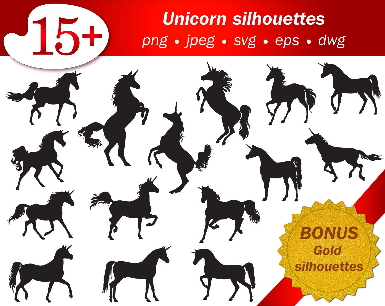 Download Unicorn svg silhouette vector editable silhouettes printable | Etsy