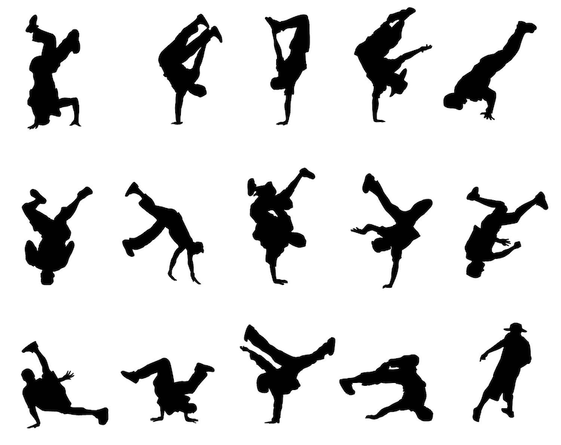 People hip hop dancer vector silhouette png svg clip art image 1.