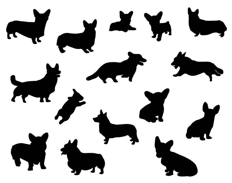 Download Pembroke Welsh Corgi svg digital clipart silhouette cameo ...