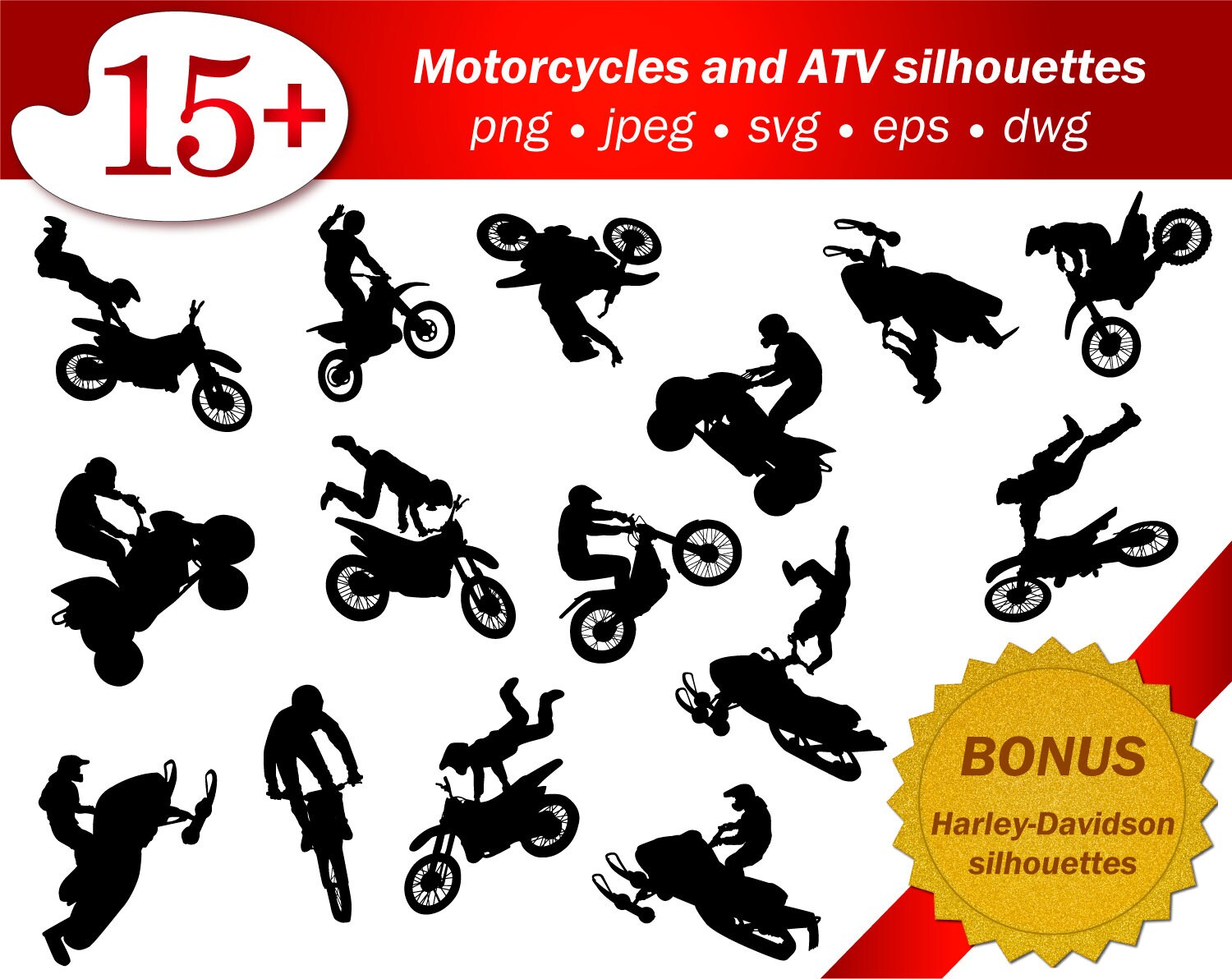 Download Atv Svg People Silhouette Motorcycle Png Stencil Cricut Cameo Etsy