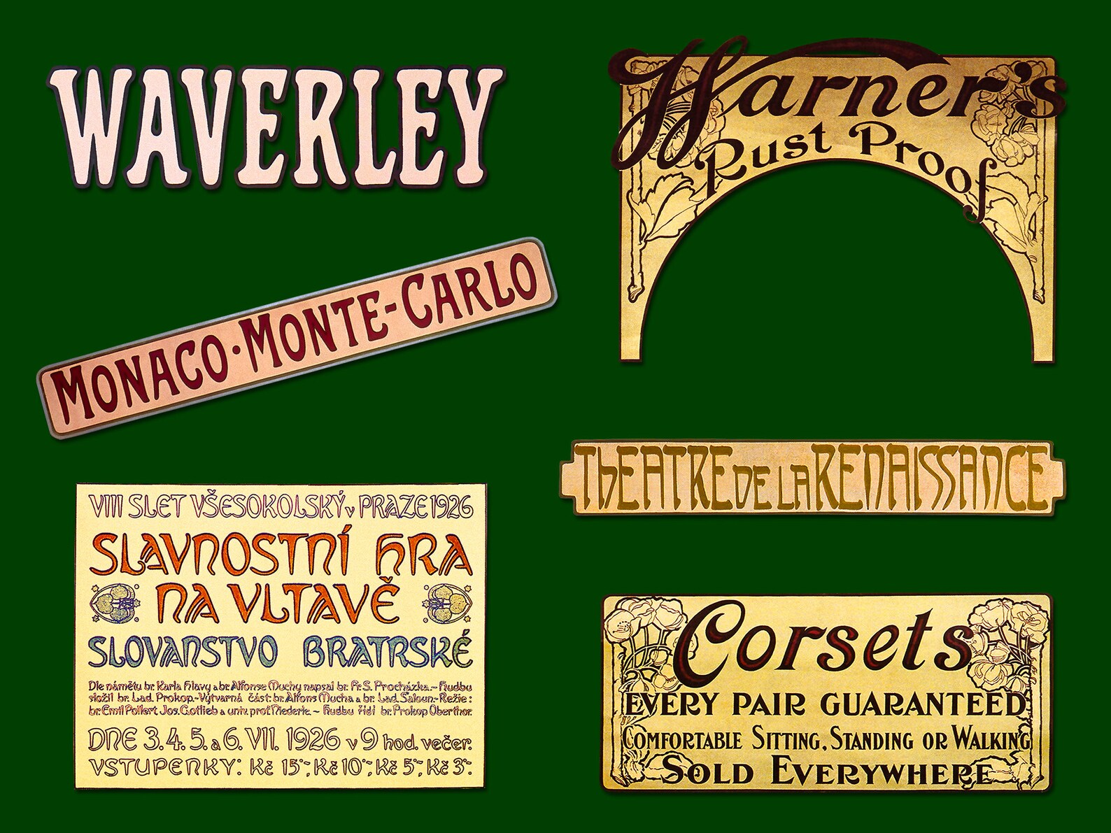 Antique Art Nouveau Signs Poster Png Clip Art Design Etsy Australia
