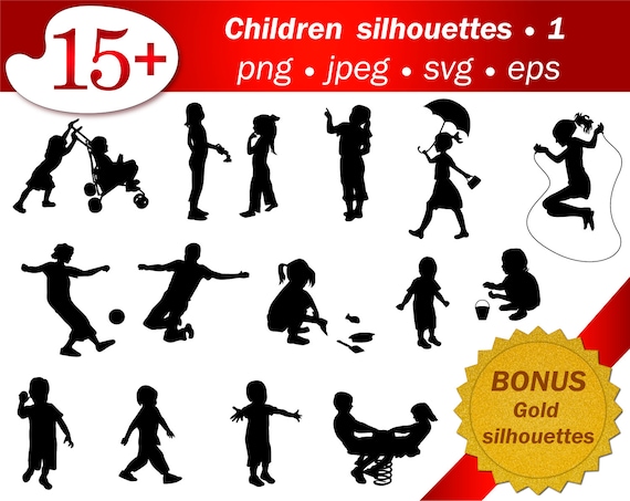 Download Children Stencil Svg Silhouette Game Cameo People Toddler Cutting Vector Editable Gold Glitter Free Png Eps