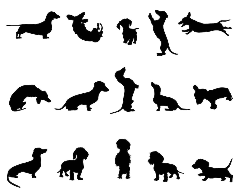 Dachshund Digital Dog Puppy SVG Silhouette Cameo Sublimation Cricut