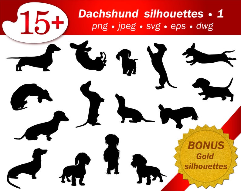 Download Dachshund digital dog puppy SVG silhouette cameo ...
