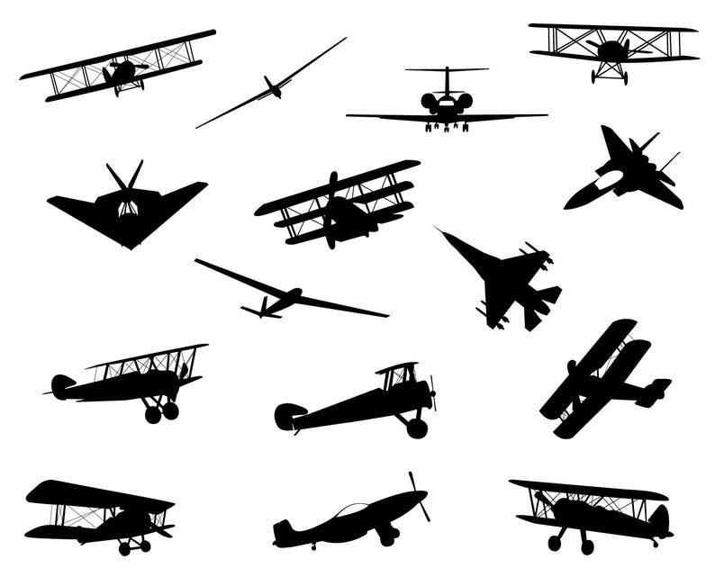 Planes svg silhouette airplanes png stencil template cameo | Etsy