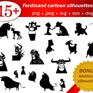Ferdinand bull SVG silhouette laser cutting vector files stencil template cricut cameo vector editable printable free additional silhouette