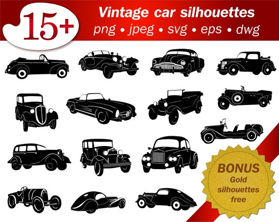 Download Vintage Antique Old Car Svg Silhouette Cameo Stencil Template Etsy