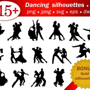Ballroom bailarina bailarina corte SVG personas silueta cameo hombre hombre editable libre oro brillo corte plantilla imprimible conjunto de arte