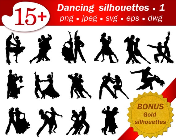 Ballroom Dancer Laser Cut Svg People Silhouette Cameo Man Woman Vector Editable Free Gold Glitter Cutting Cricut Stencil Printable Art Set