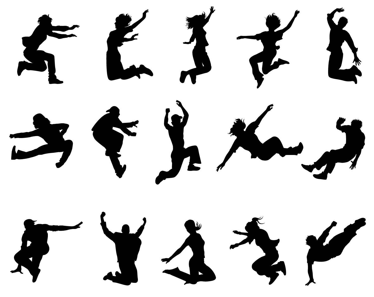 Teens Jumping Silhouette Man People Jump Vector Editable Svg - Etsy