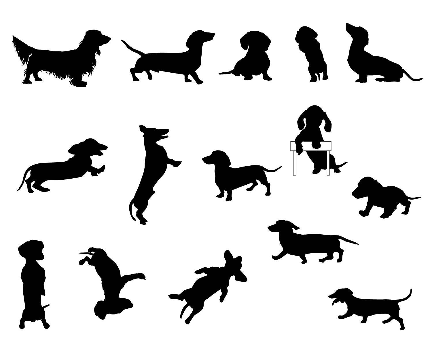 Dog SVG Silhouette Dachshund Clipart Puppy Stencil Template - Etsy