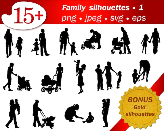 Download Family Svg People Silhouette Parents Laser Cutting Files Cameo Etsy