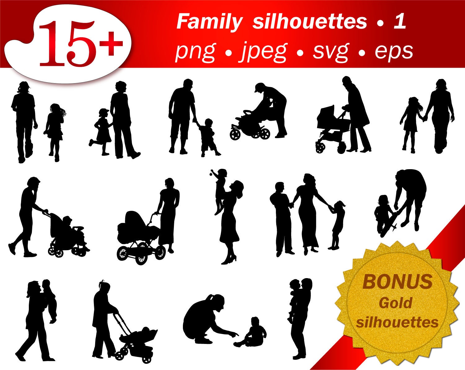 Download Family Svg People Silhouette Parents Laser Cutting Files Cameo Etsy