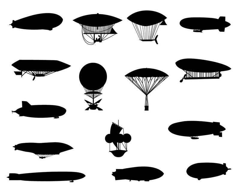 Airship svg silhouette zeppelin cameo historical balloon stencil template cricut laser cutting files printable art vector editable free png