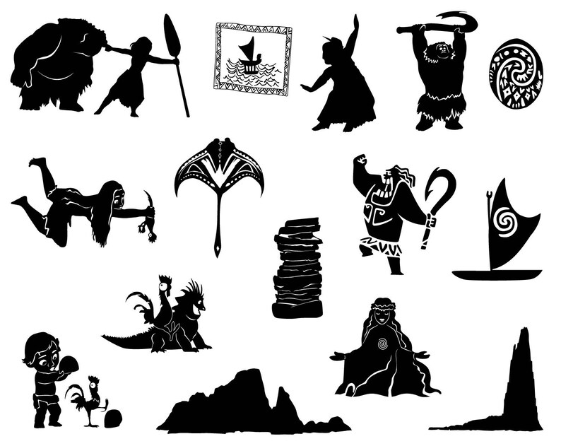 Download Maui Moana Silhouette Svg Editable Te Fiti Tattoo Chicken Grandmother Cartoon Disney Stencil Template Cutting Files Vector Printable Free Templates Materials Tripod Ee
