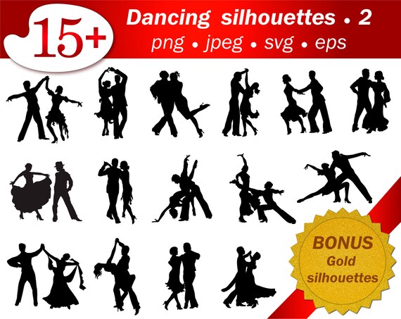 Svg Ballroom Dancer Silhouette Png Silhouette Gold Glitter Silhouette Svg File Silhouette Vector Editable People Silhouette Svg Image