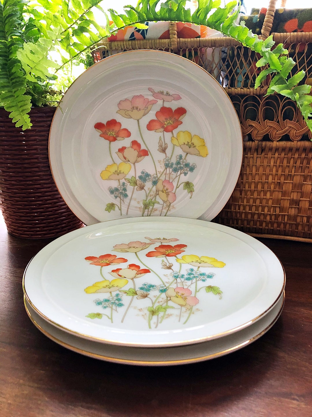 Painted Poppy Plates Fanci Florals Collection From Japan - Etsy