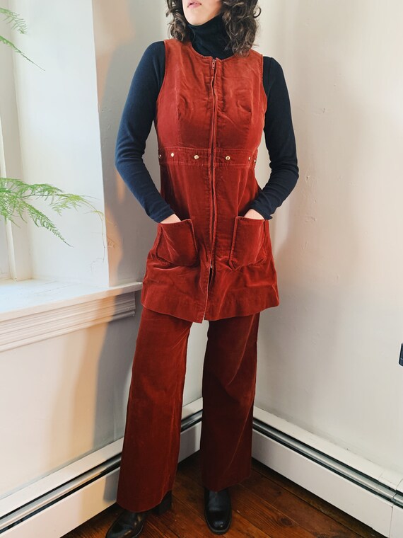 70s Burnt Orange Corduroy Two-Piece Suit