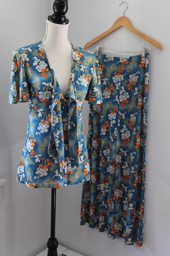 70s South Pacific Matching Two Piece Playsuit