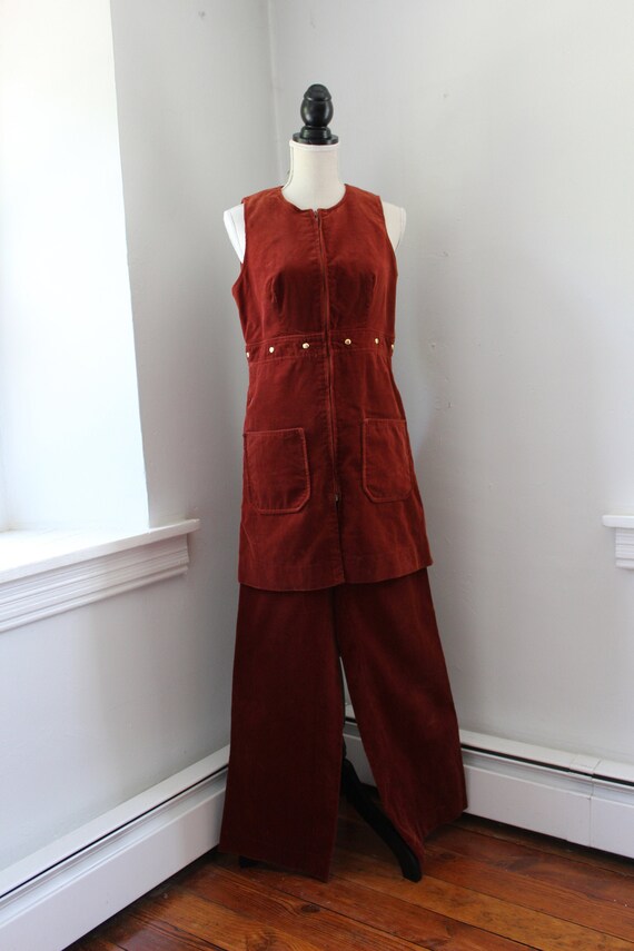70s Burnt Orange Corduroy Two-Piece Suit
