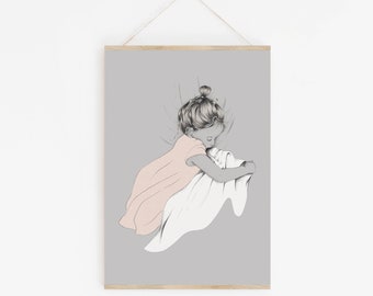 Illustration // Baby // Children Room // Pink Girl // Bedroom // DIN A3