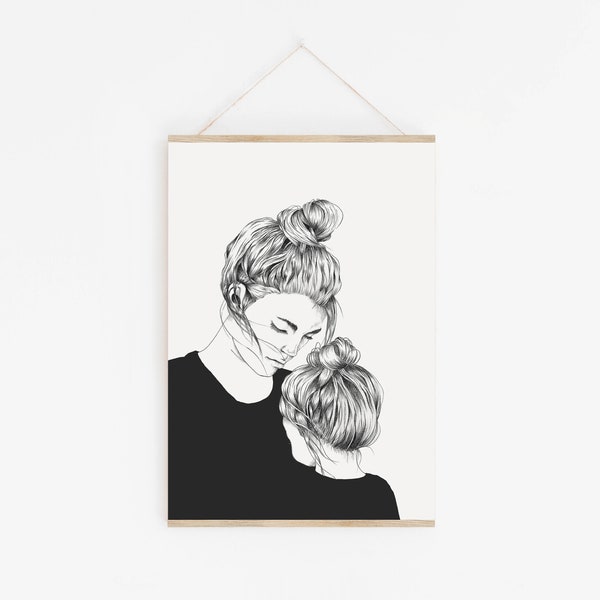 Illustration // Poster // Mum And Me // Mutter und Tochter // Bilder Kinderzimmer // Zeichnung // DIN A3 A4 A5