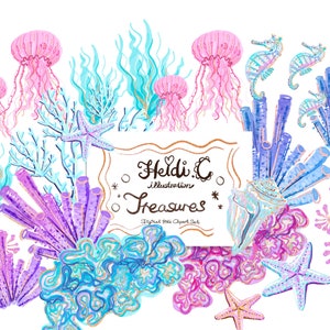 Acuarela bajo el agua Clipart, clipart de sea vida útil, clipart de concha de mar, imágenes prediseñadas de coral, imágenes prediseñadas del mar, imágenes prediseñadas del océano, imágenes prediseñadas de verano, imágenes prediseñadas de Starfish