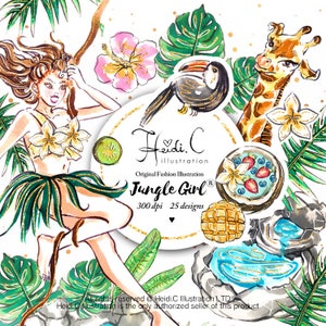Summer Clipart Tropical Clip Art Jungle Birthday Jungle Party Adventure Giraffe Tropical Fashion Tropical Jungle Girl Jungle Fever Planner