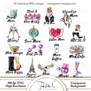 Icon Clipart Planner Printable icons Printables Blog clipart Personal Goals Fashion Elegant Clip Art Travel Beauty Gym Planner Watercolor