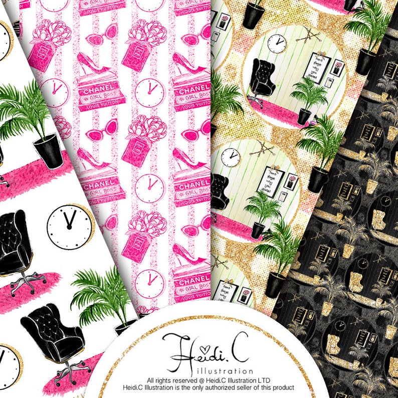 Fashion Girl Boss Chic Digital Paper Clipart Printable Planner | Etsy