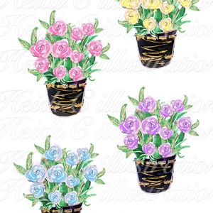 Aquarell Blumen Clipart, rosa Blüten, Muttertag, Printable, Pastell-Clip-Art, Rosen, Hochzeitseinladung, von handbemalt, Grußkarte Bild 4