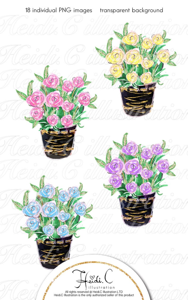 Aquarell Blumen Clipart, rosa Blüten, Muttertag, Printable, Pastell-Clip-Art, Rosen, Hochzeitseinladung, von handbemalt, Grußkarte Bild 4