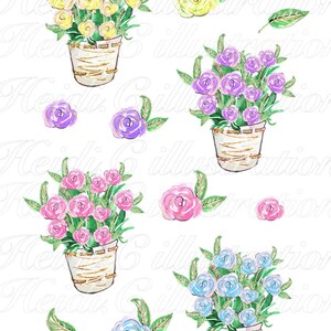 Aquarell Blumen Clipart, rosa Blüten, Muttertag, Printable, Pastell-Clip-Art, Rosen, Hochzeitseinladung, von handbemalt, Grußkarte Bild 3