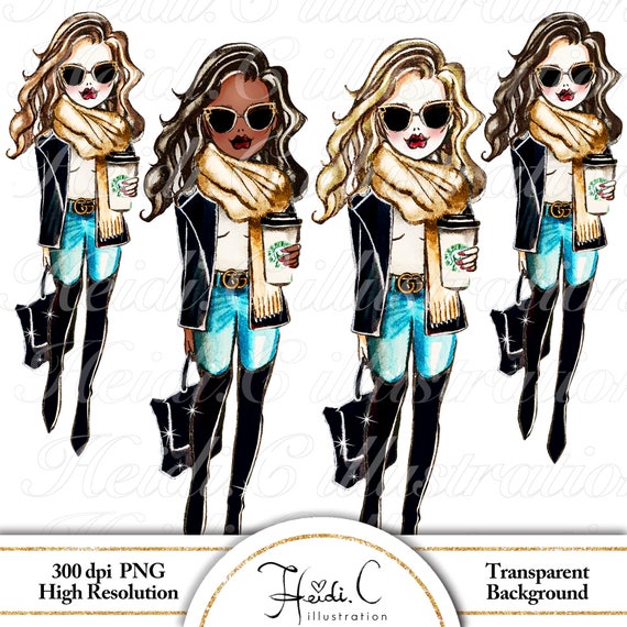 Moda Dziewczyna Clipart Chic Dziewczyna Szef Dziewczyna ładna Dziewczyna Moda Boss Clipart Dziewczyna Clipart Kawa Blogger Planner Dziewczyna Heidic